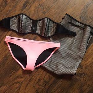 Triangl pink black and white mesh bikini